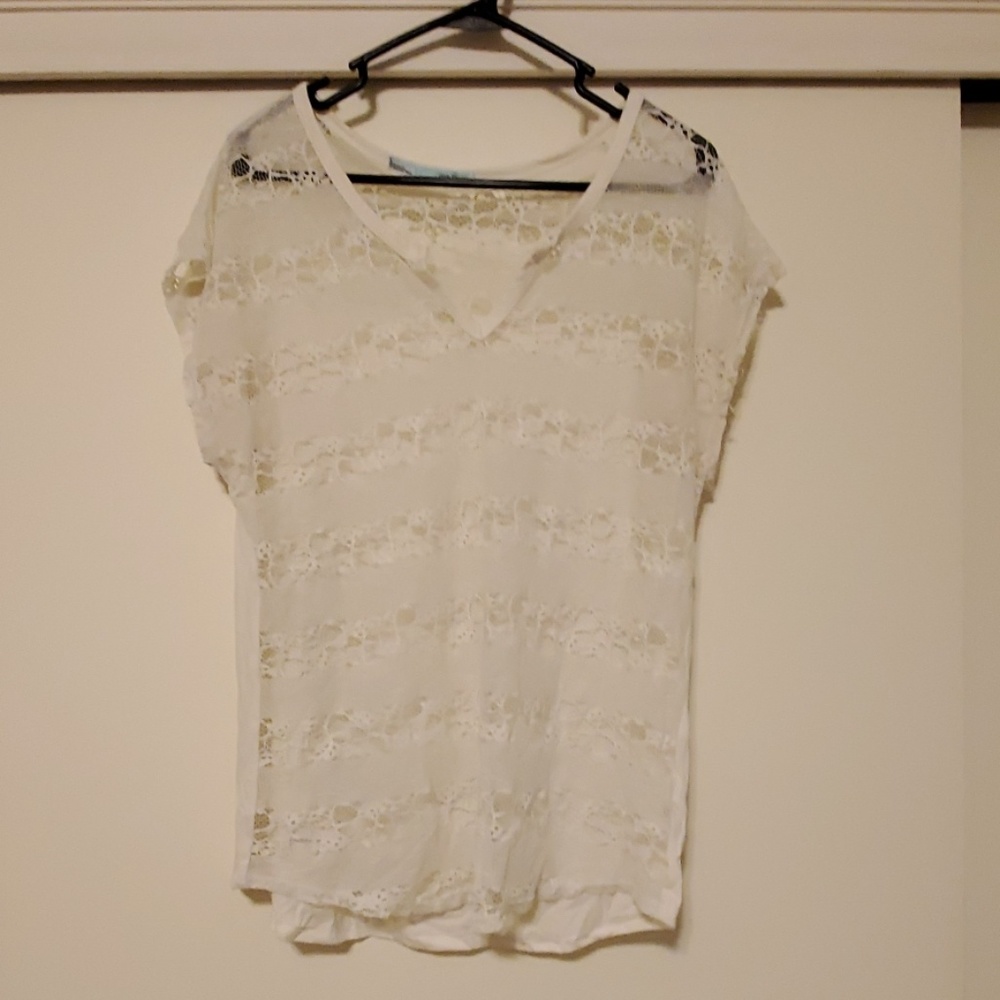 Ivory lace front shirt